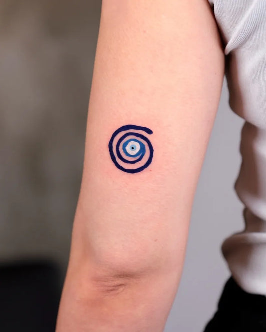 Small Linework Evil Eye on Women Arm Tattoo by @zilandogantattoo