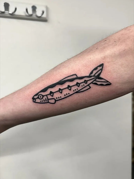 Small Linework Fish Tattoo on Men Arm by @jvckbarrow