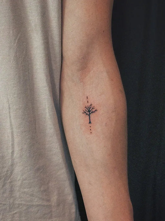 Small Linework Poison Tree on Men Inner Arm Tattoo by @vangio.ink