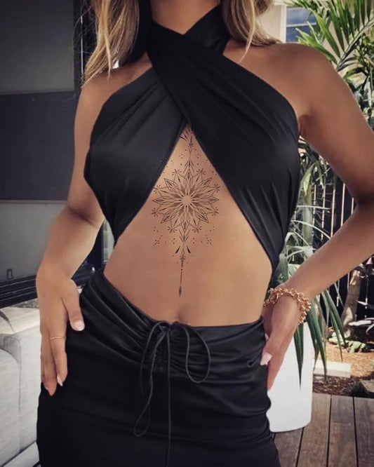 Small Mandala Sternum on Women Sternum Tattoo by @rowenas.tattoo.art