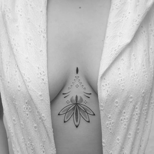 Small Mandala on Women Sternum Tattoo by @brittabremse