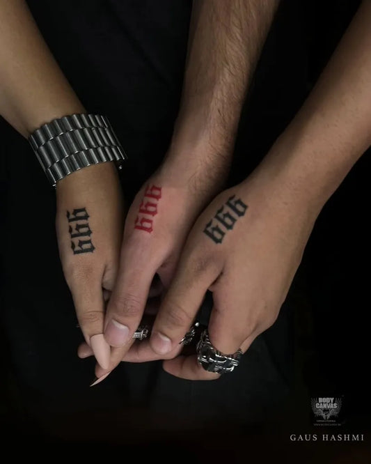 Small Matching 999 Tattoo on Men Wrists by @gaus_hashmi