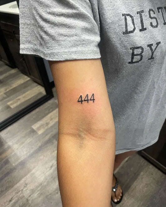 Small Minimalist 444 on Women Arm Tattoo by @burnedheartstattoos