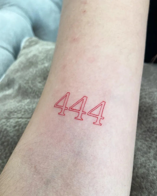 Small Minimalist 444 on Women Arm Tattoo by @pedrohsgon