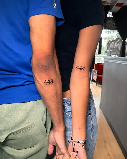 Small Minimalist 444 on Women Elbow Tattoo by @_arianakiara