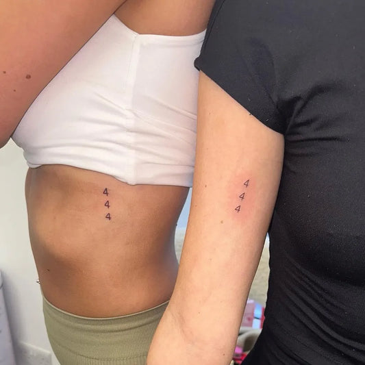 Small Minimalist 444 on Women Rib Tattoo by @taylorstinytattoos