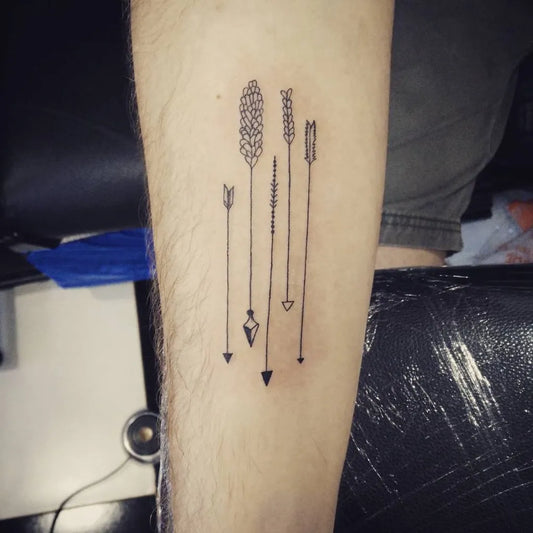 Small Minimalist Arrow Wheat Tattoo on Men Arm by @krishtattoos