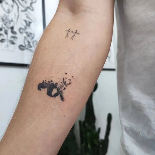 Small Minimalist Bear on Women Arm Tattoo by @botanica.tattoo