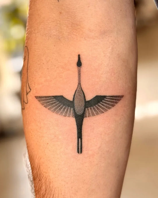 Small Minimalist Bird Tattoo on Men Arm by @safynk