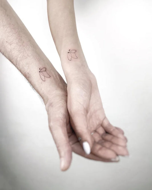 Small Minimalist Butterfly Semicolon on Men and Women Arms Tattoo by @dani_ink___