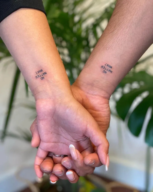 Small Minimalist Couple Hand Holding on Women Wrists Tattoo by @tasha.inkandskin