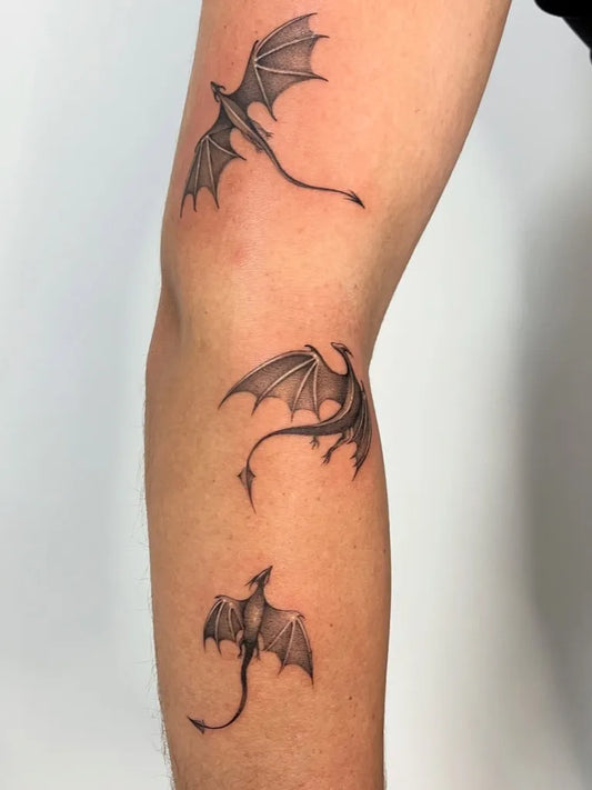 Small Minimalist Dragons on Men Arm Tattoo @by-h.j.tattoo_