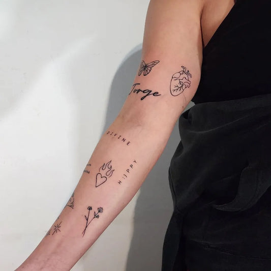 Small Minimalist ForgedHeartButterfly on Women Arm Tattoo by @thestudiobyw