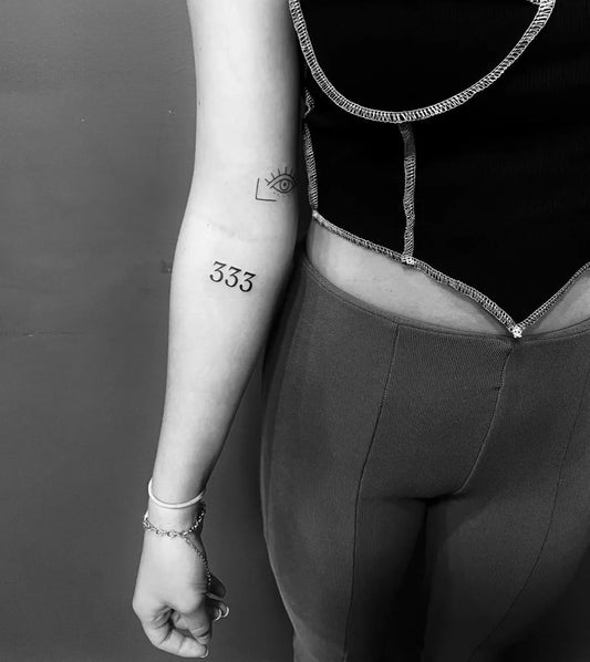 Small Minimalist Heart Box 333 Tattoo on Women Forearm by @itsjustpermanent
