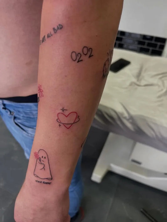 Small Minimalist Heart Ghost 202 on Men Arm Tattoo by @6tattoo6diablo6