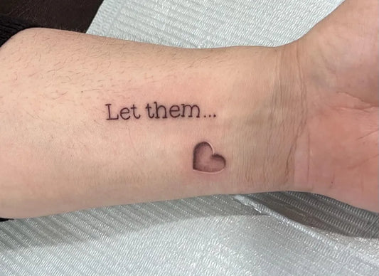 Small Minimalist Let Them Text and Heart on Women Wrist Tattoo by @atatofclass