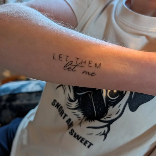 Small Minimalist Let Them Text on Men Arm Tattoo by @letthemtheory