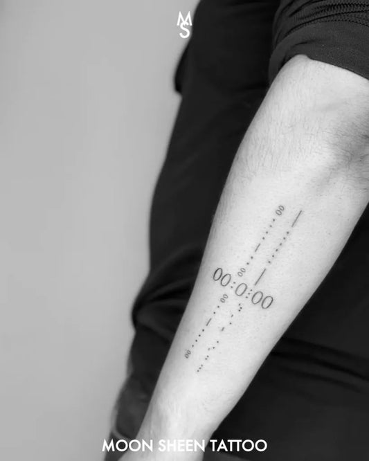 Small Minimalist Numbers on Men Forearm Tattoo by @moonsheentattoo