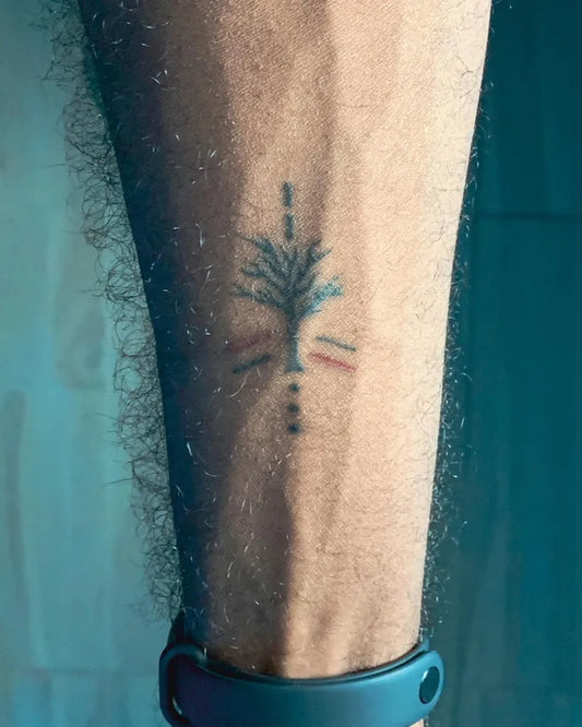 Small Minimalist Poison Tree on Men Leg Tattoo by @elvis__jr