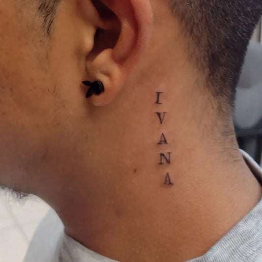 Small Minimalist Roman Numerals on Men Neck Tattoo by @hector_cedillo