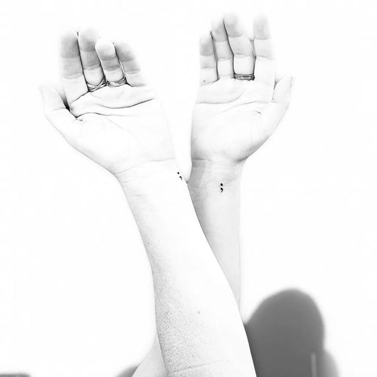 Small Minimalist Semicolon on Women Wrists Tattoo by @_mariahnelson_