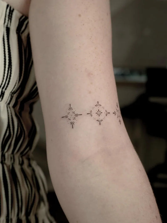 Small Minimalist Star Cluster on Women Arm Tattoo by @hausoftattoo