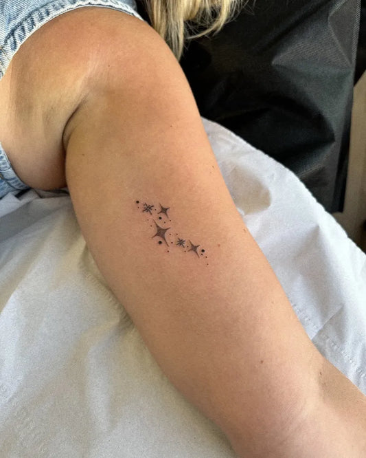Small Minimalist Star Constellation on Women Arm Tattoo by @mollypaigetattoos