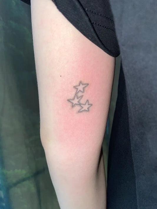 Small Minimalist Star Tattoo on Women Arm by @crackttt