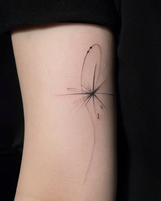 Small Minimalist Star Tattoo on Women Arm by @gaeun.tattoo