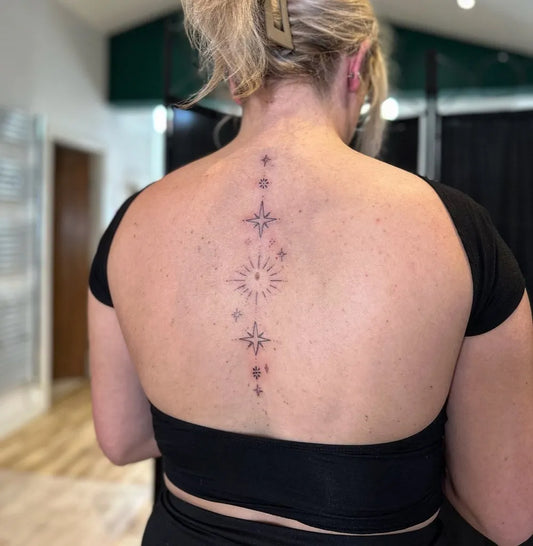 Small Minimalist Starson Women Spine Tattoo by @maiseytattoo