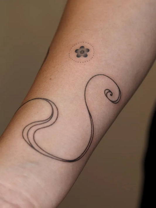 Small Minimalist Swan Flower on Women Forearm Tattoo by @chiruu_tattuu