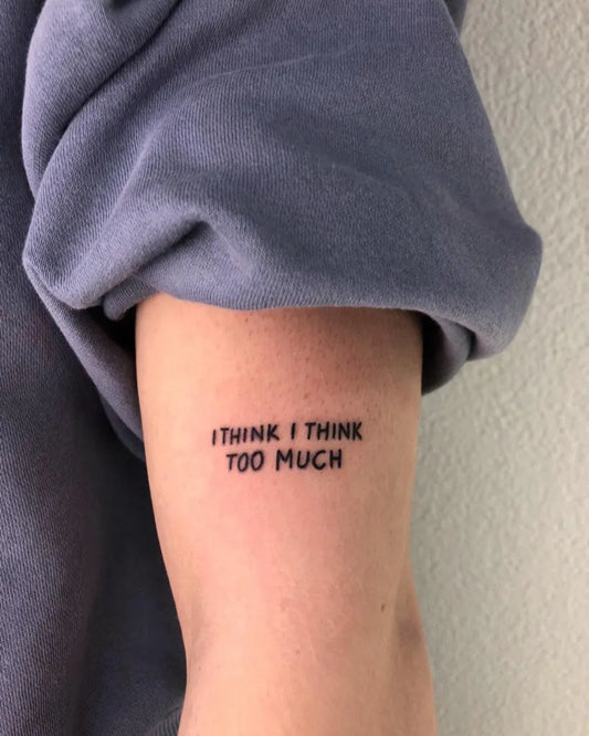 Small Minimalist Text Quote Tattoo on Women Arm by @room26_reutlingen