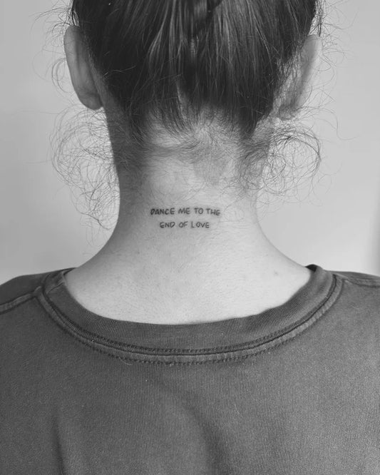 Small Minimalist Text on Women Neck Tattoo by @nikol.ink.tattoo
