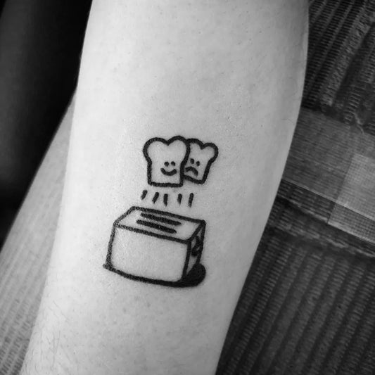 Small Minimalist Toast Toaster on Women Arm Tattoo by @ericworx