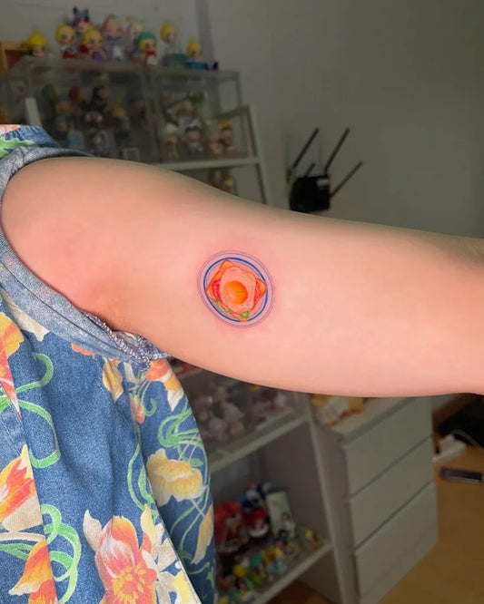 Small Minimalist Toast on Women Arm Tattoo by @mercytattx