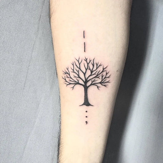 Small Minimalist Tree Tattoo on Men Arm by @romanordtattoo