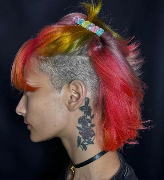 Small Neo Traditional Rose and Dagger on Women Neck Tattoo by @stephpaintzhair