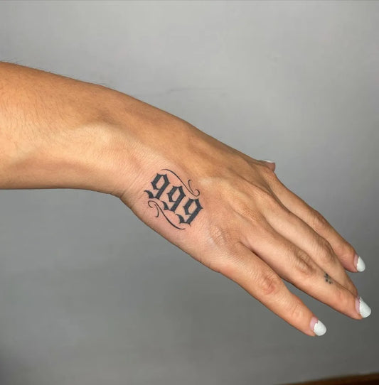 Small Old School 999 Tattoo on Women Wrist by @noxk_king