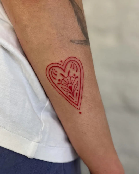 Small Ornate Heart on Women Arm Tattoo by @shanhantattoo