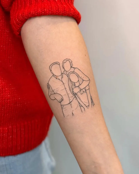 Small Outline Family Tattoo on Women Arm by @inesstattoo