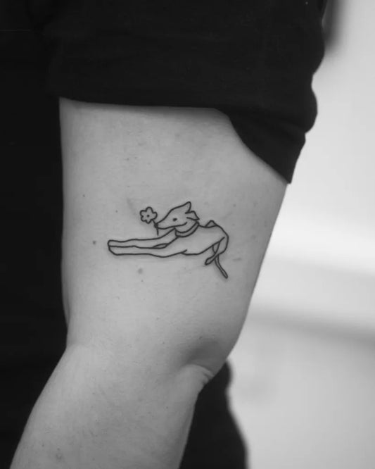 Small Outline Flying Fox Tattoo on Women Arm by @roxatattoo