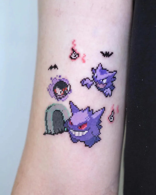 Small Pixel Pokemon Tattoo on Women Arm by @88world.co.kr