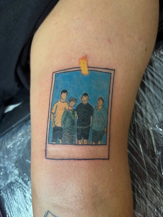 Small Realism Polaroid Group Family Tattoo on Men Arm by @mamaietattoo