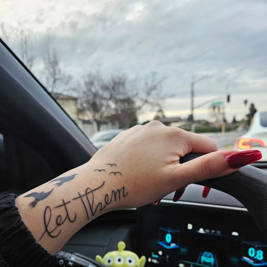 Small Script Birds Let Them on Women Wrist Tattoo by @vanellope_vlogs