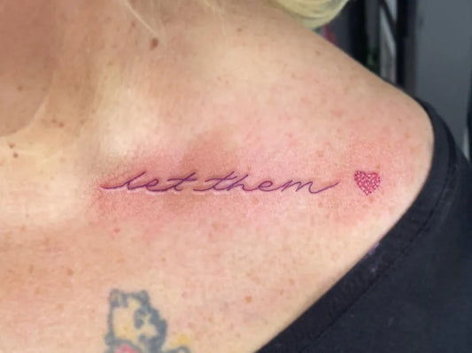 Small Script Let Them Heart on Women Shoulder Tattoo by @tattoos.with.annie