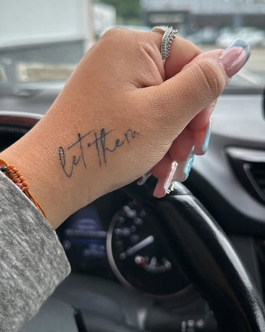 Small Script Let Them on Women Hand Tattoo by @andreaalxo
