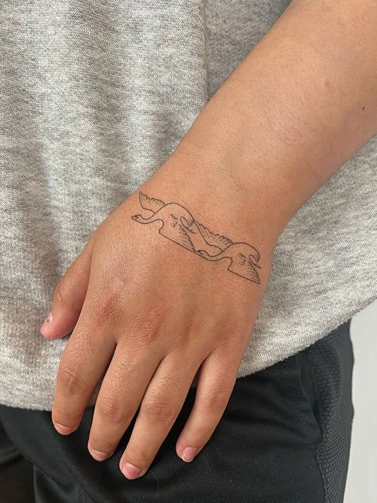 Small Stick and Poke Two Angel Wings Men Wrist by @_missyworld_