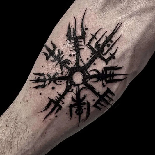 Small Viking Vegvisir Symbol on Men Arm Tattoo by @myvikinggear