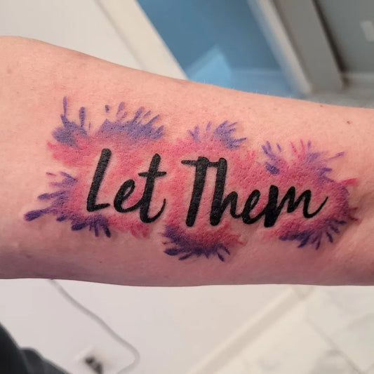 Small Watercolor Let Them Splatter on Women Arm Tattoo by @goblincattattoos