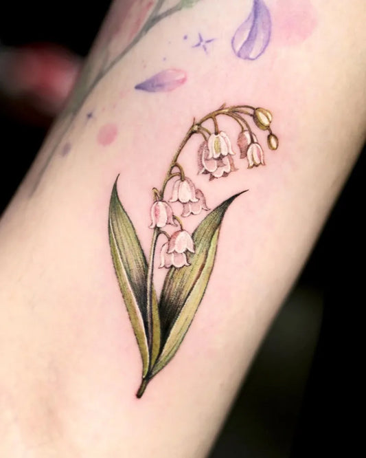 Small Watercolor Lily of the Valley Women Arm Tattoo by @becca.rose.tt